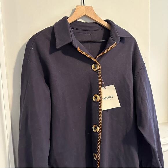 NWT SIEDRES Navy Blue Cotton Orange Jacket Medium - Picture 15 of 15